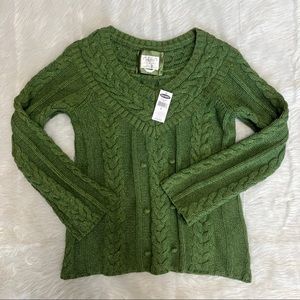 Old Navy Green Sweater Cable Knit Pullover Bell Sleeves  Sz L New
